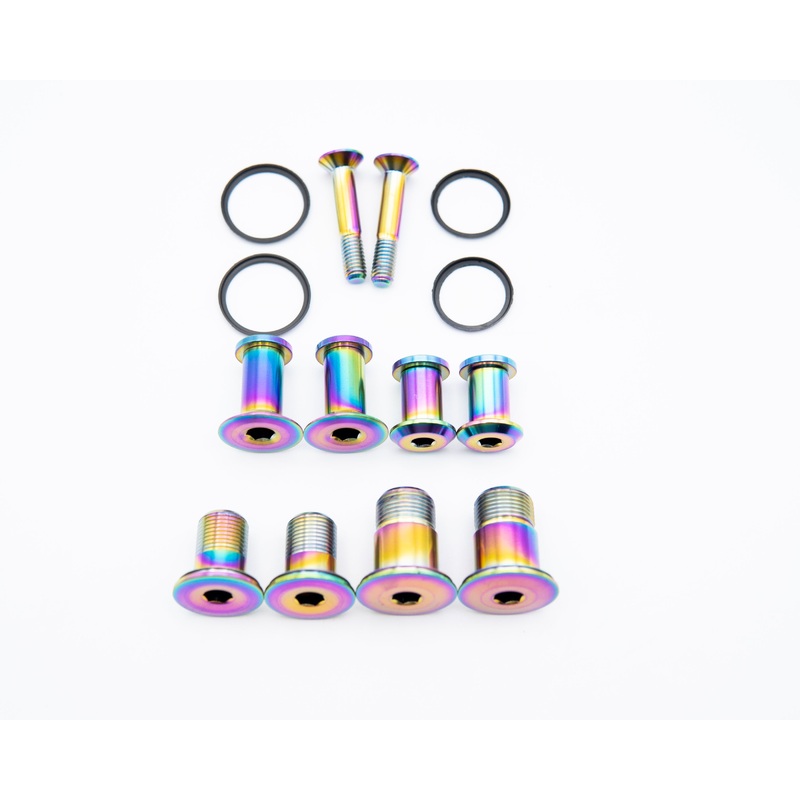 Specialized Stumpjumper EVO Carbon Frame Linkage Hardware Kit 2021 – 2024 – Titanium Rainbow Oil Slick