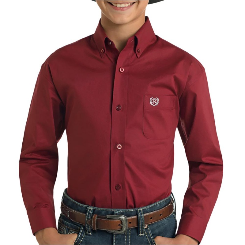 Panhandle Boy’s Solid Stretch Shirt Maroon
