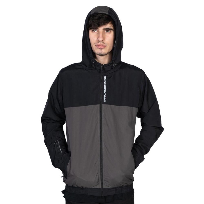 Stay Strong Cut Off Vertical Full Zip Jacket – Black/Grey