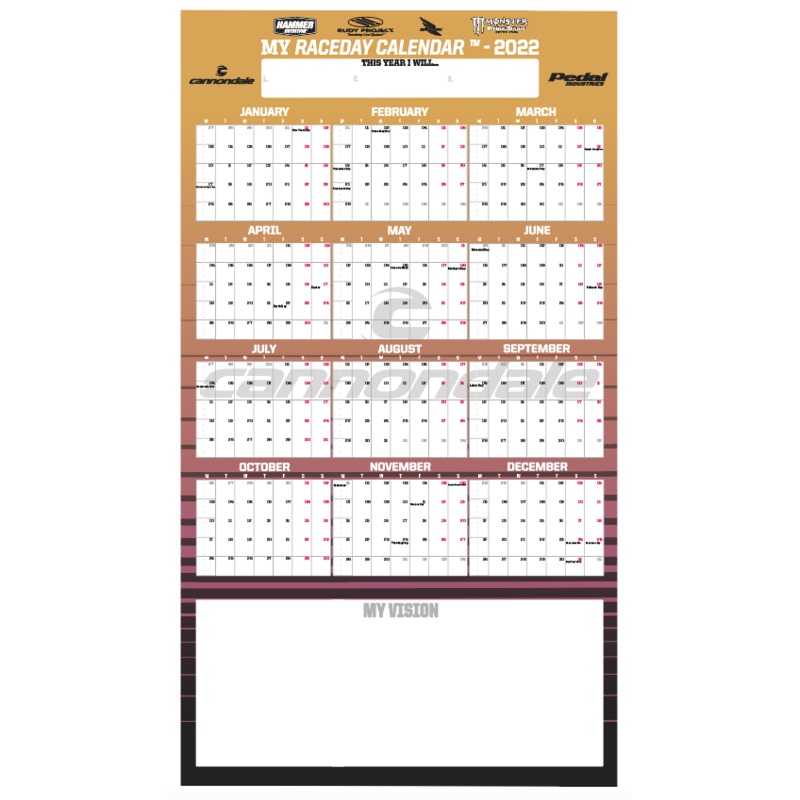 Cannondale Masters 2022 MY RACEDAY CALENDAR Orange