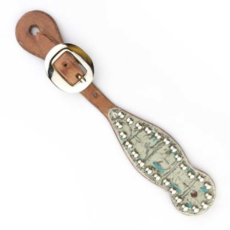 Teskey’s Youth Turquoise Gator Print Spur Straps