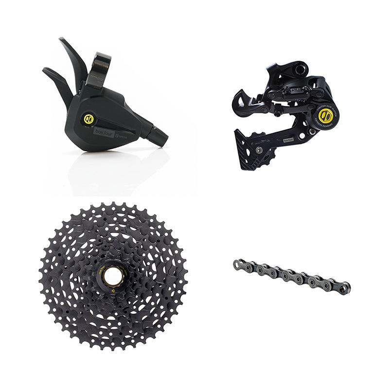 Four 8-Speed Wide Single Shift eBike Groupset – Includes Wide Rear Derailleur 11-42t Cassette Single Shift Shifter 8-Speed Chain