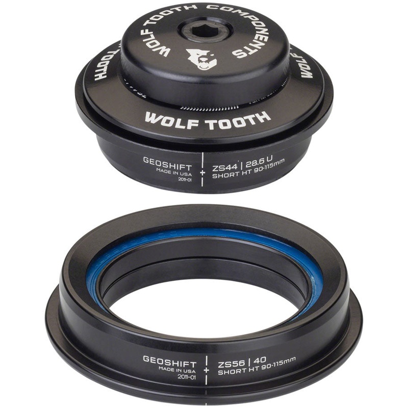 Wolf Tooth GeoShift Performance Angle Headset – 1 Deg, Short, ZS44/ZS56, Black