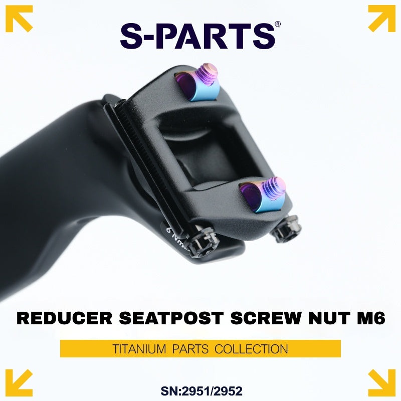 S-PARTS M6 Titanium Seatpost Step-Down Bolt & Nut Kit  Multiple Lengths & Colors Titanium
