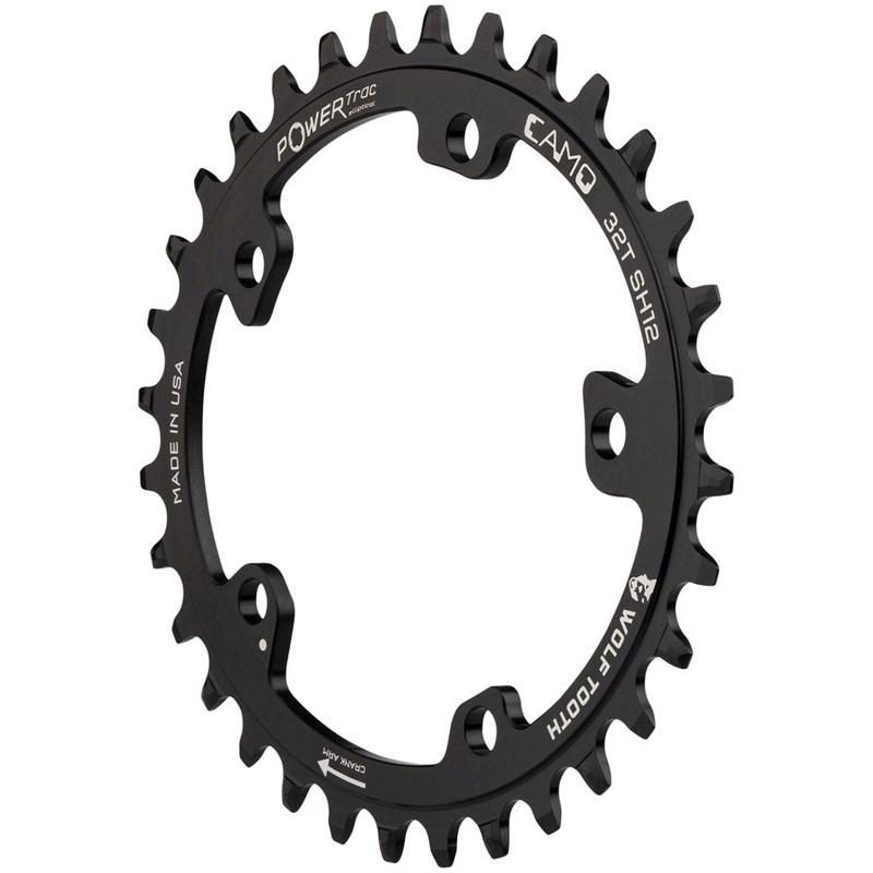 Wolf Tooth CAMO Aluminum Elliptical Chainring – 30t, Wolf Tooth CAMO Mount, Drop-Stop ST for Shimano 12 Speed HG+, Black