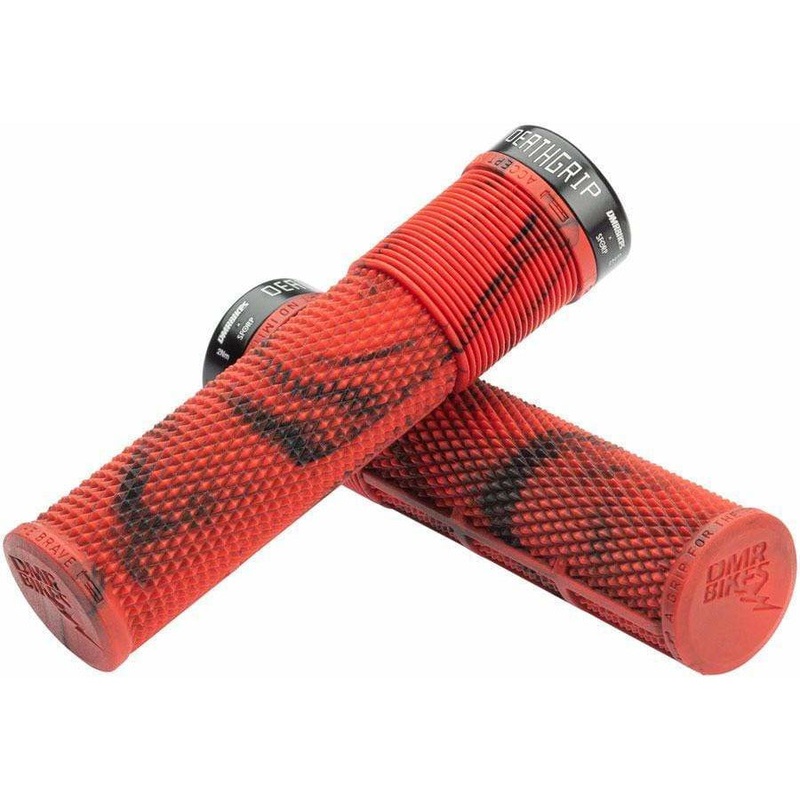 Deathgrip Bike Handlebar Grips – Marble Red, Lock-On, Thin Red
