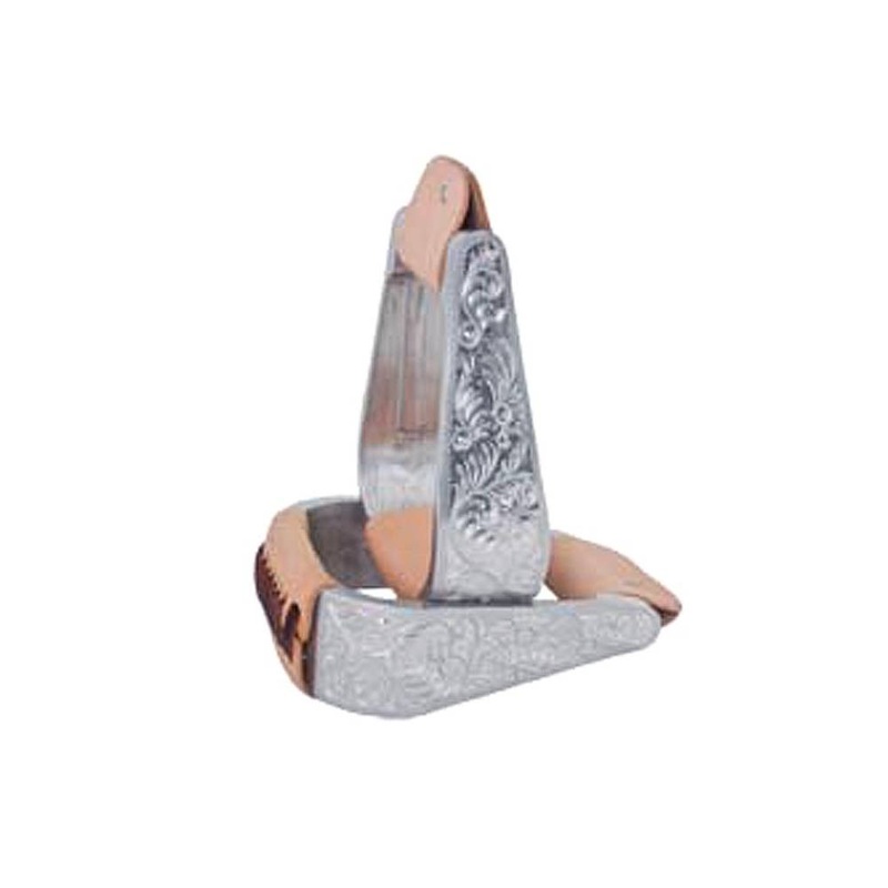 Formay Engraved Aluminum Bell Stirrups w/ Leather Tread