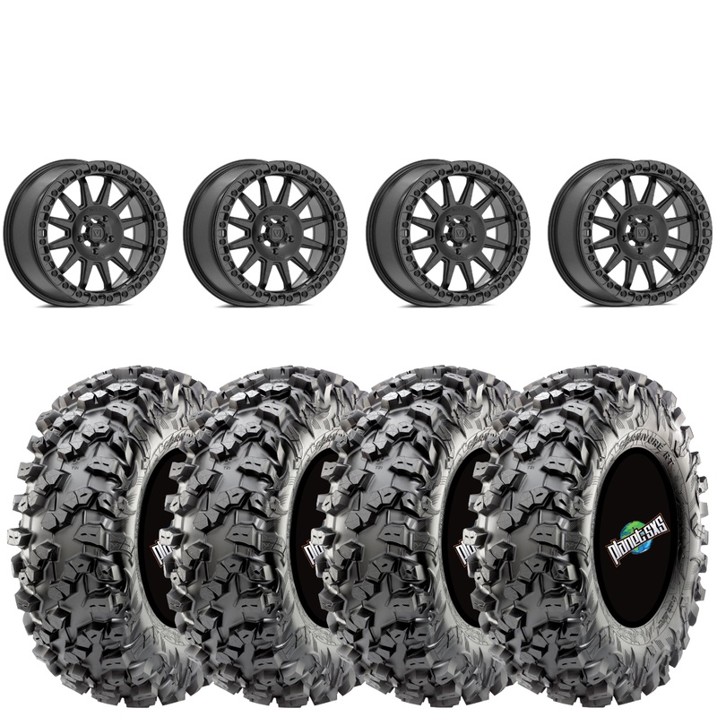 Valor V09 Beadlock 15×7 5+2 5/4.5 Brushed Charcoal on Maxxis Carnivore RT 32×10-15