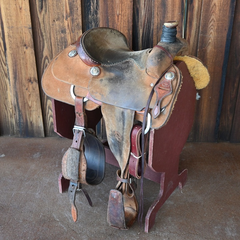 14.5″ USED TESKEY’S TEAM ROPING SADDLE