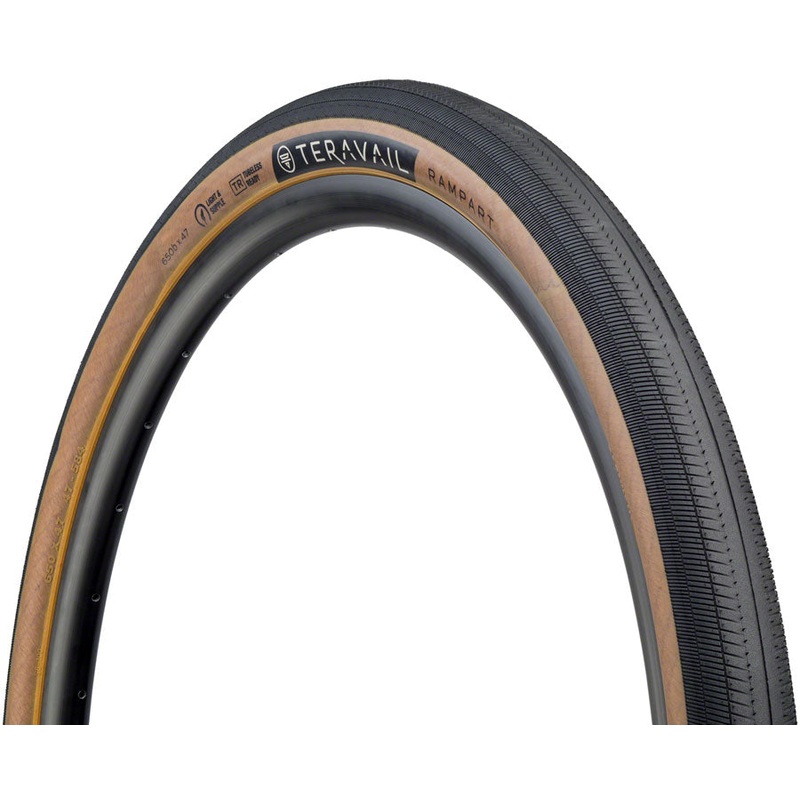 Teravail Rampart Tire – 650b x 47 Tubeless Folding Tan Light Supple Fast Compound