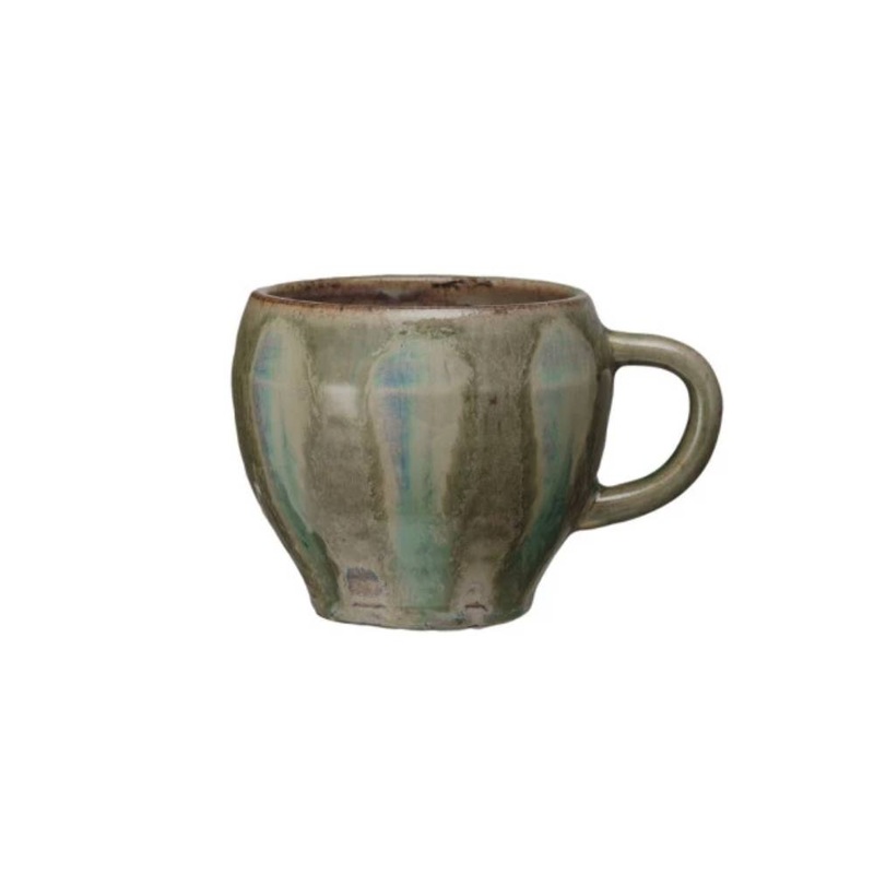 12 oz. Hand-Painted Stoneware Mug – Green