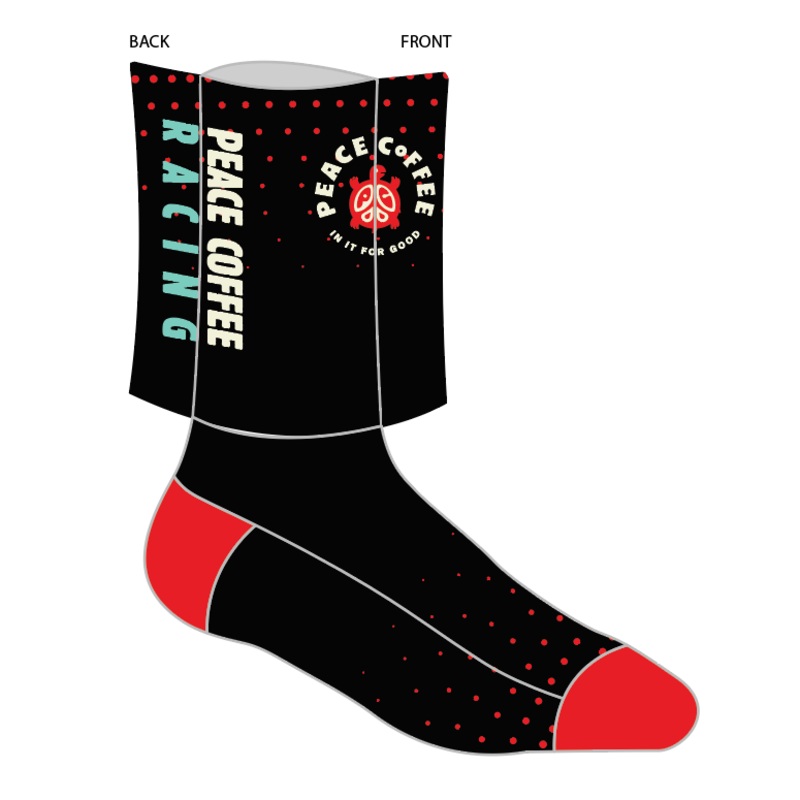 Peace Coffee Racing 2023 SUBLIMATED SOCK Black