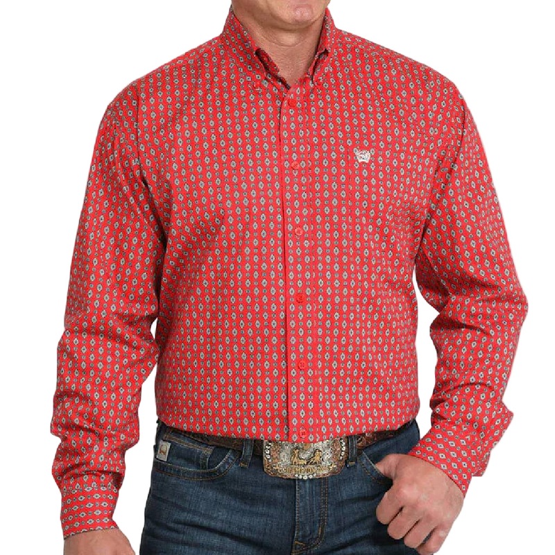 Cinch Men’s Medallion Red Button Down Shirt
