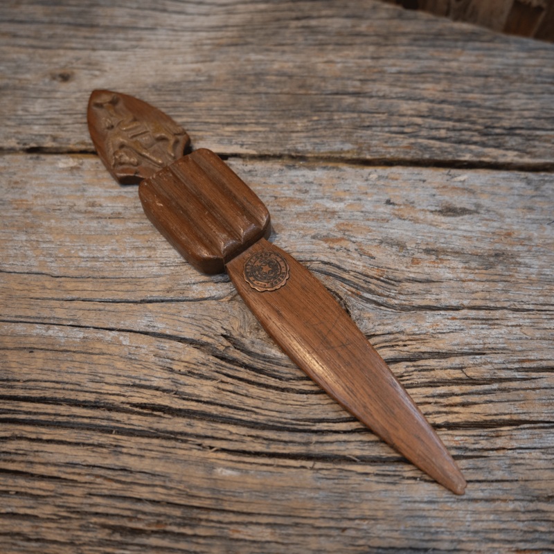 Solid Walnut Buck Cowboy State Seal of Texas Letter Opener