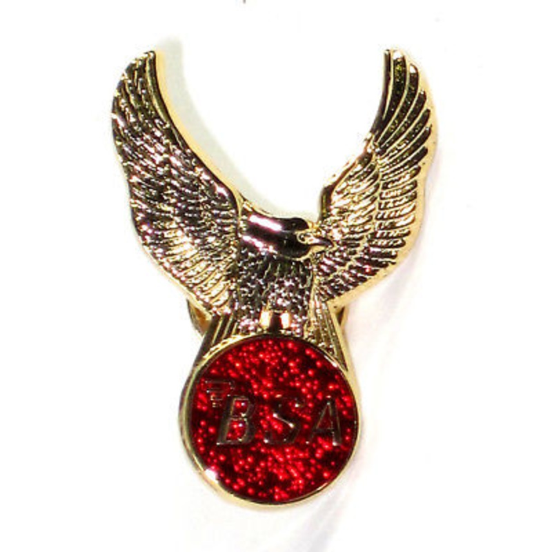 BSA eagle lapel pin red gold badge Made in England Classic British motorcycles
