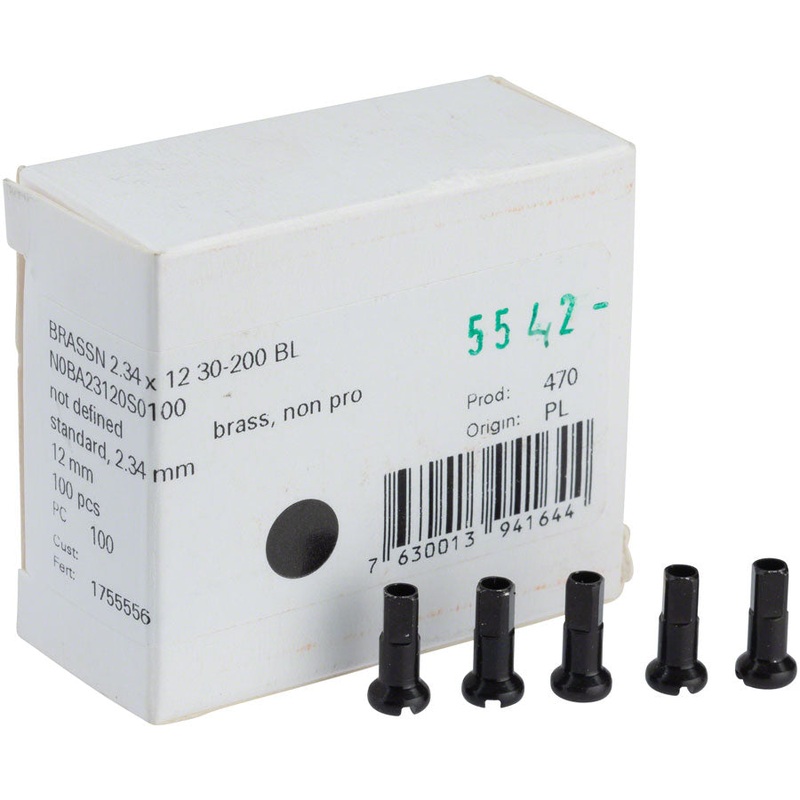 DT Swiss Standard Brass Nipples: 2.34 x 12mm Black Box of 100