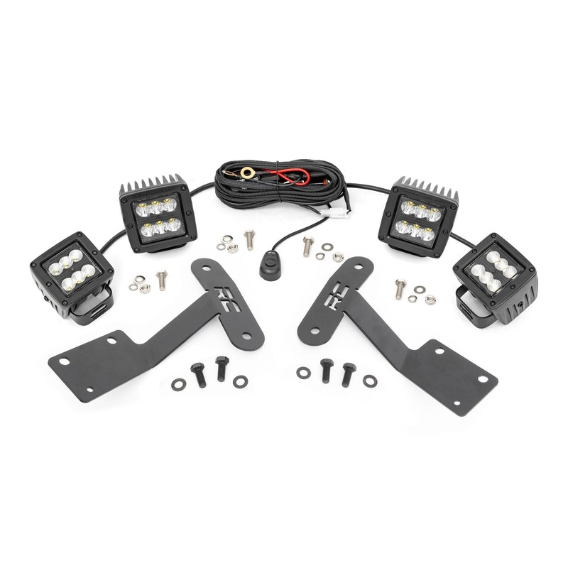Rough Country | LED Light Kit | Ditch Mount | Dual 2″ Black Pairs | Spot/Flood | Toyota Tundra (14-21) | 70866