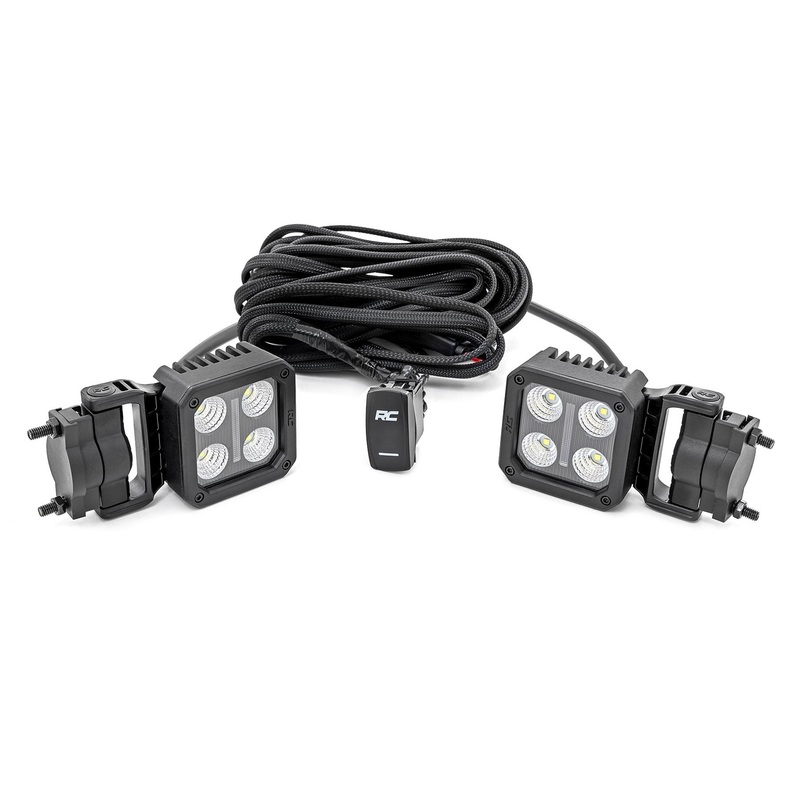 Rough Country | Black Series LED Light Pair | 2 Inch | Flood | Swivel Mount | 70802