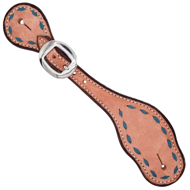 Teskey’s Colored Buckstitch Ladies Spur Straps Turquoise