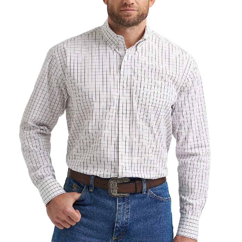 Wrangler Men’s George Strait Checkered Print Button Down Shirt