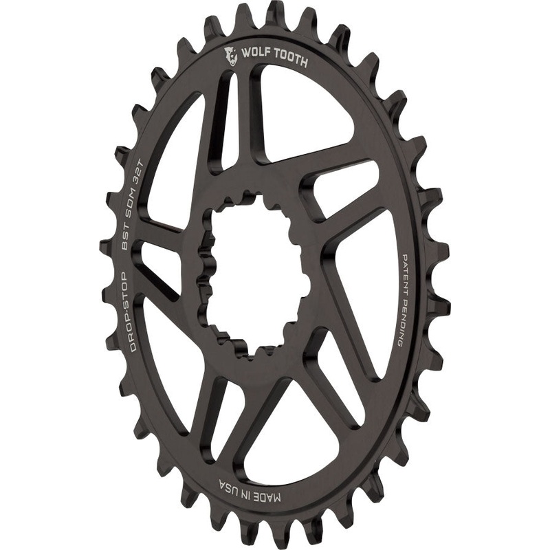 Wolf Tooth Direct Mount Chainring – 34t SRAM Direct Mount Drop-Stop A For SRAM 3-Bolt Boost Cranks 3mm Offset BLK
