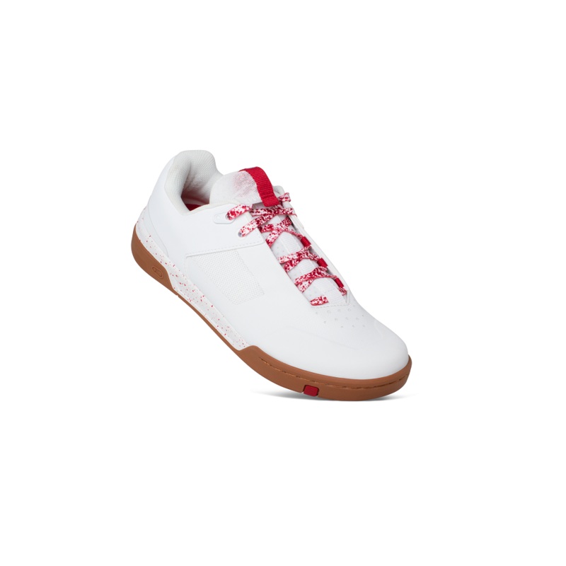 Crank Brothers Stamp Lace Men’s Flat Shoe – White/Red Gum Outsole, Size 11