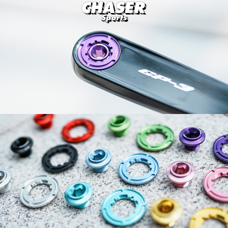 Chaser Ultra-Light Aluminum Crank Bolt Kit for Cybrei GP-3Chainring Fixing Bolt & Anti-Loosening Cap Set (with Aerodynamic Dust Cap)