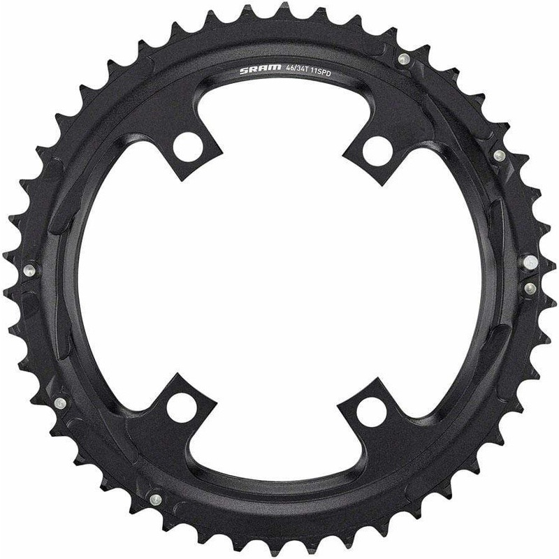 Road 110mm Asymmetrical Chainring Teeth: 46 Speed: 11 BCD: 110 Bolts: 4 Outer Aluminum Black