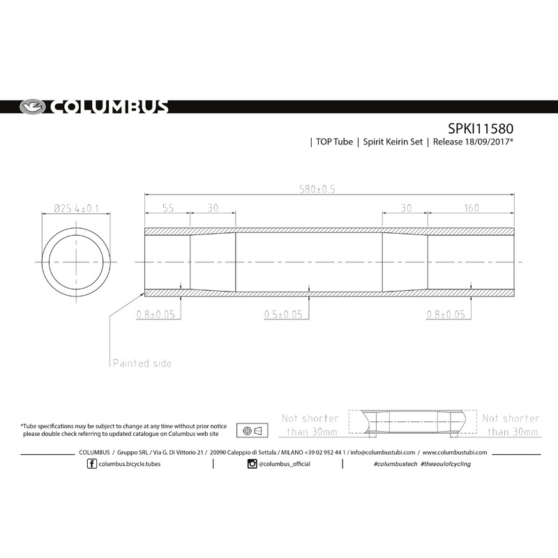 Columbus Spirit Keirin top tube – 25.4 dia. – .8/.5/.8 – length = 580