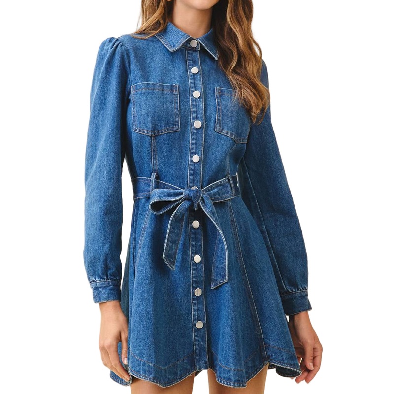 Flare Hem Denim Dress