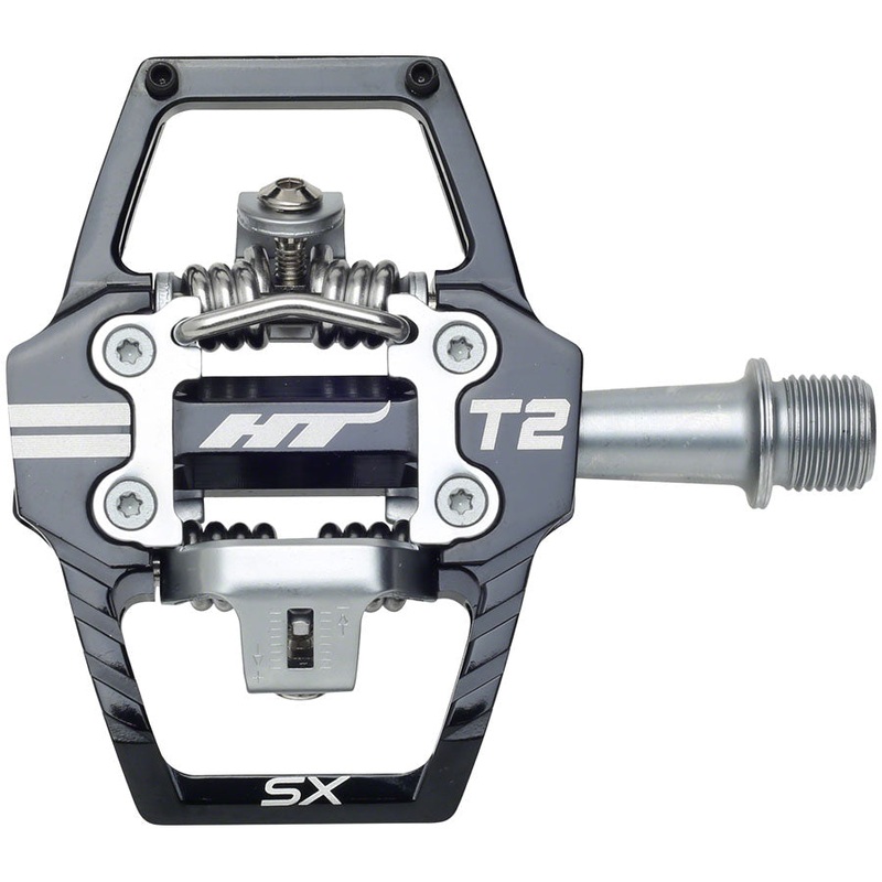 HT Components T2-SX Pedals – Dual Sided Clipless with Platform, Aluminum, 9/16″, Black