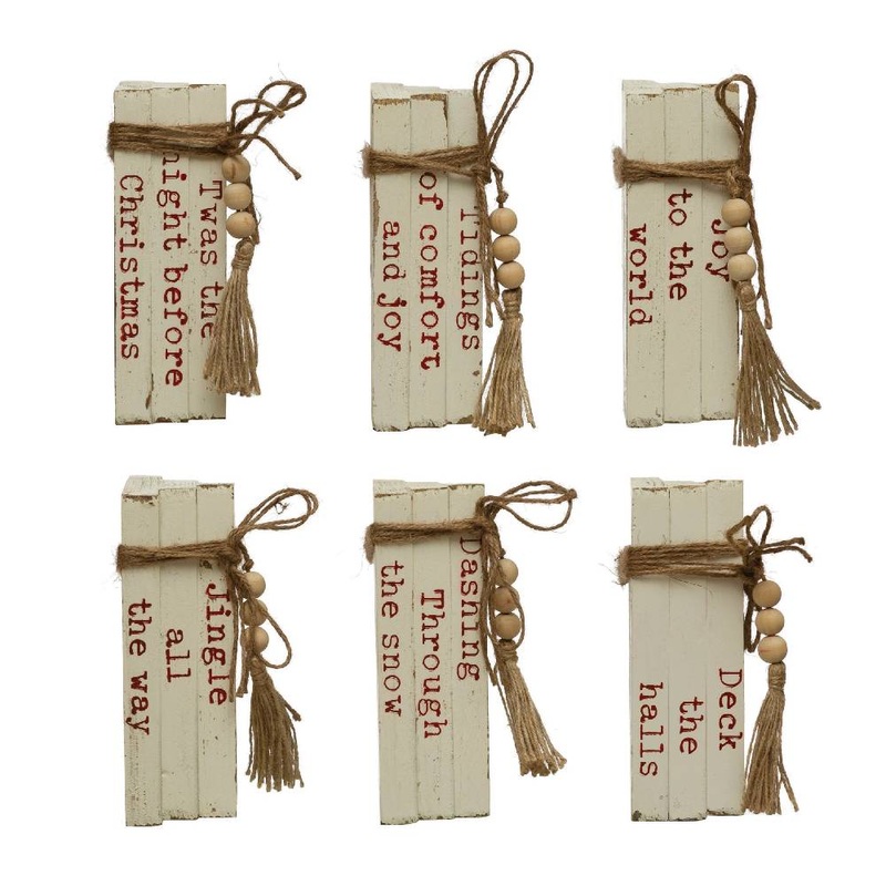 Faux Wood Block Books with Holiday Saying – FINAL SALE
