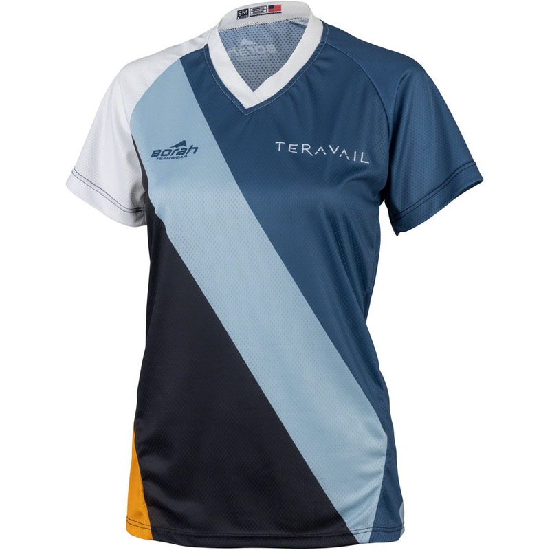 Waypoint Womens MTB Jersey – White Blue Lite Blue Black Gold Small