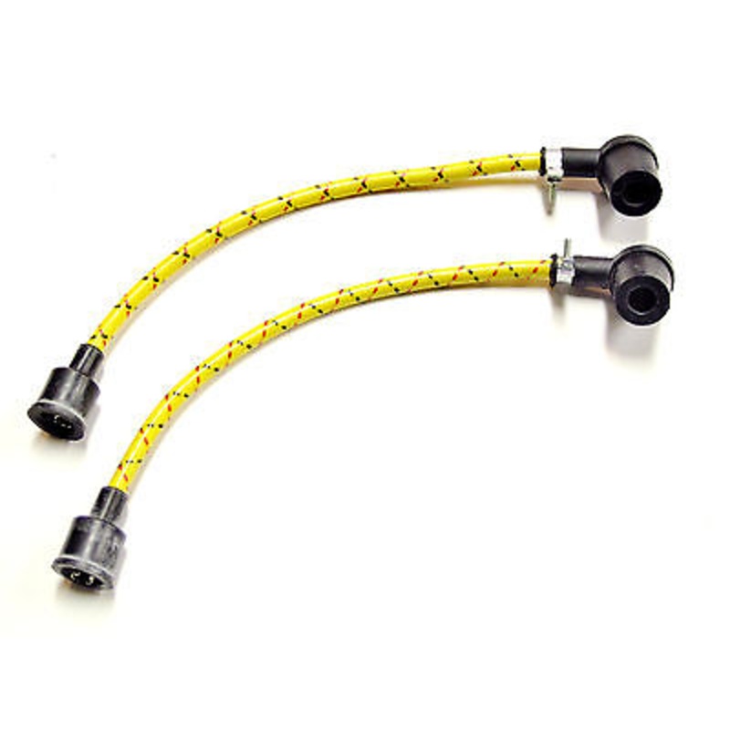 Yellow Spark Plug Wires woven cloth wire set Triumph T120 TR6 T100 650 500 10″