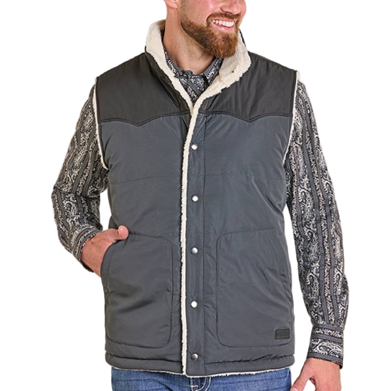 Rock & Roll Denim Men’s Puffer Vest Berber Lined