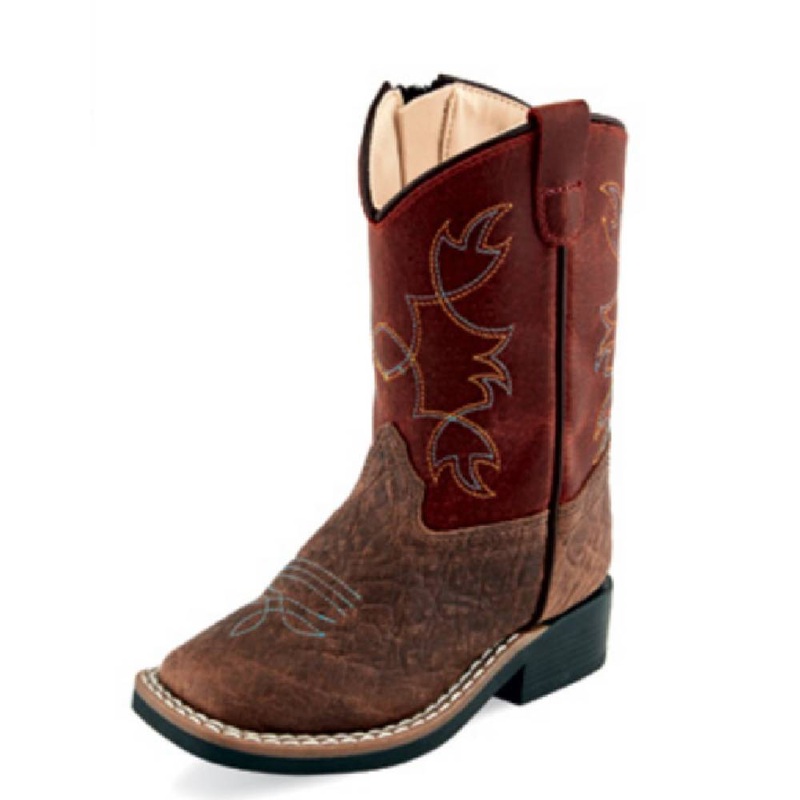 Boy’s Old West Square Toe Boot – Brown/Red