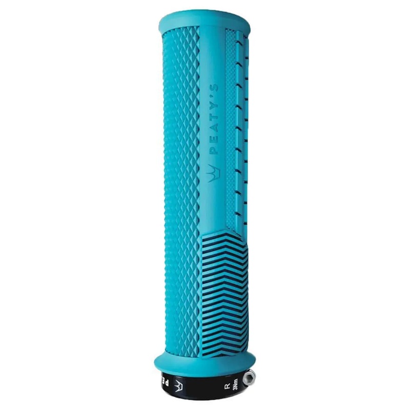Peaty’s Monarch Thin Knurl Grip – Turquoise – Single Lock On Grips