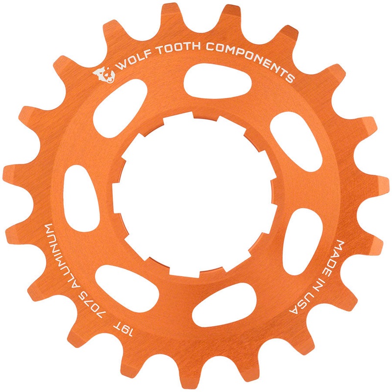 Wolf Tooth Single Speed Aluminum Cog – 19t, Compatible with 3/32″ Chains, Orange