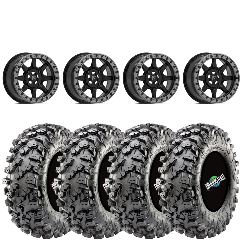 Valor V13 Beadlock Satin Black 15×7 4+3 4X137 on Maxxis Carnivore RT 30×10-15 8-ply