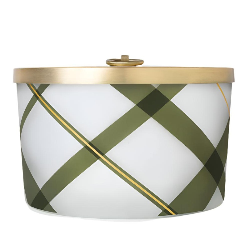 Thymes Frasier Fir Frosted Plaid 3-Wick Candle