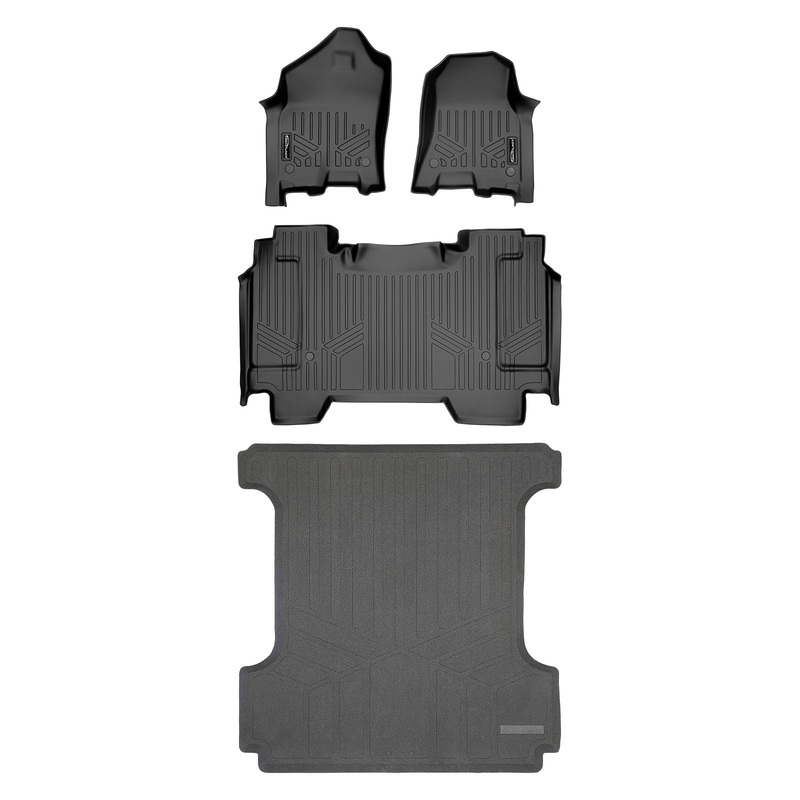 SmartCoverage Custom Fit Floor Liners For 2019-2024 Ram 1500 Crew Cab without Rear Underseat Storage Box Black