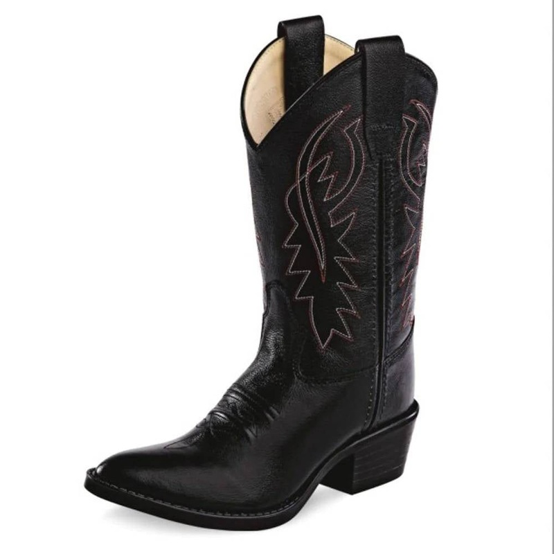 Old West Youth Black Cowboy Boot