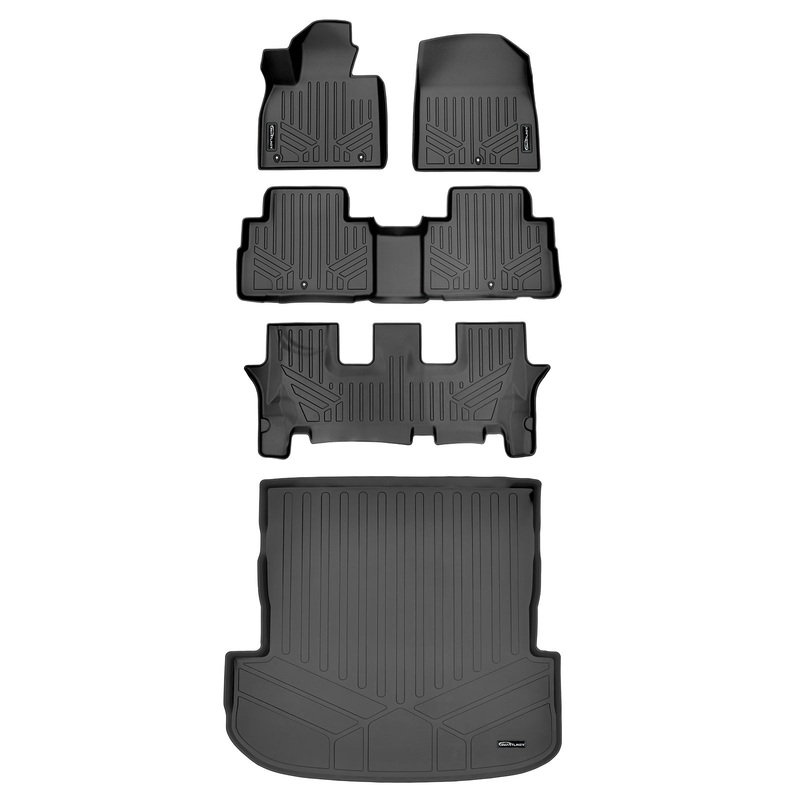 SMARTLINER Custom Fit Floor Liners For 2020-2025 Hyundai Palisade with 2nd Row Bucket Seats No Center Console and No In Between Coverage Black
