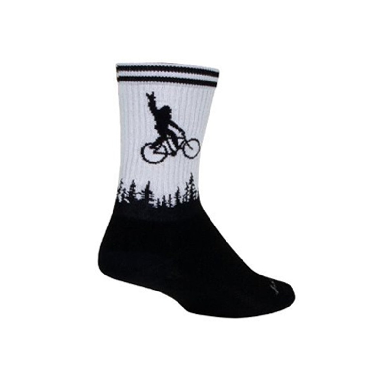 Squatchit 6″ Crew Socks Black w/ White