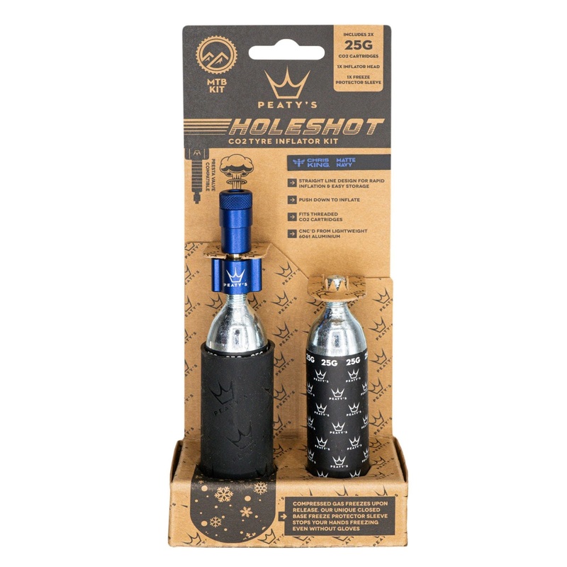 Peatys Holeshot MTB Tire Inflator Kit w/ CO2 Cartridges – Navy