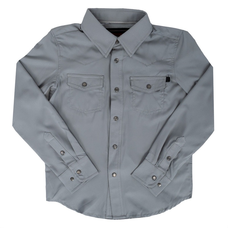 Rock & Roll Denim Boy’s Tek Pearl Snap Shirt – Grey