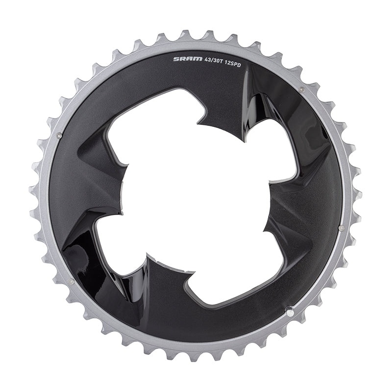 SRAM Force Wide 2×12-Speed Outer Chainring – 43t 94 BCD 4-Bolt Polar Grey For use 30t Inner