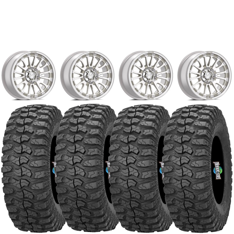 Valor V14 Raw Machined 4/156 5+2 mounted on Sedona Rock a Billy Tires