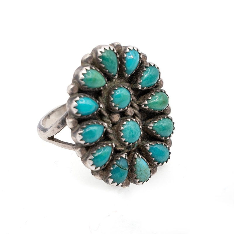 Vintage Henry Rosetta Fox Turquoise Cluster Ring
