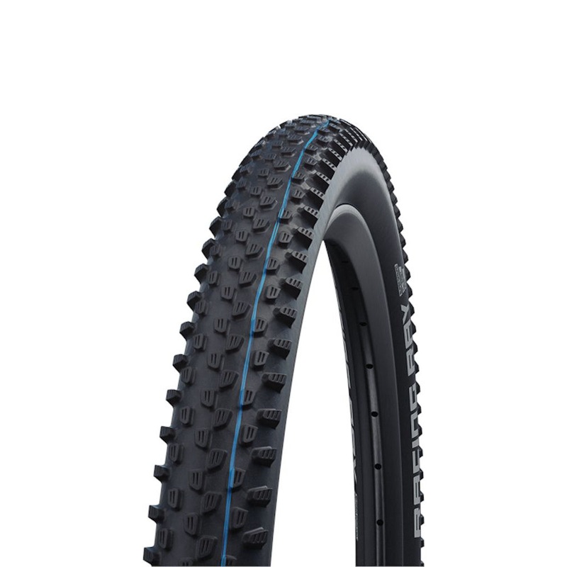 Schwalbe Racing Ray HS489 Tyre – 27.5 Inch – 2.25 Inch – Yes – Addix SpeedGrip – SnakeSkin – Hard – Light Duty Protection – Folding – Black – Blue